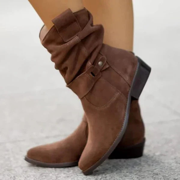 Stella™ | Soft Folded Suede Ankle Boots
