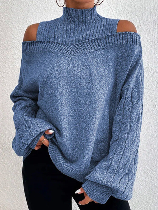 Stella ™ | Neck Cutout Off Shoulder Long Sleeve Loose Sweater