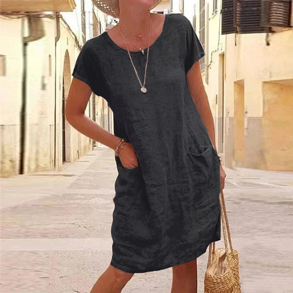 AGATHE™ | Casual dress in linen and cotton