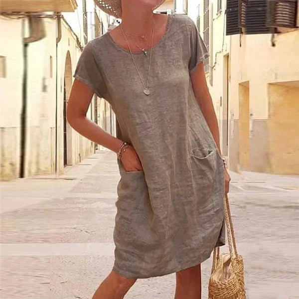 AGATHE™ | Casual dress in linen and cotton