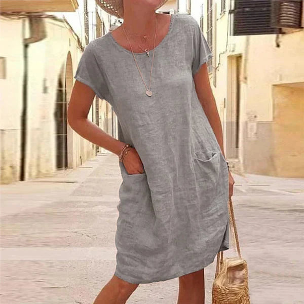 AGATHE™ | Casual dress in linen and cotton