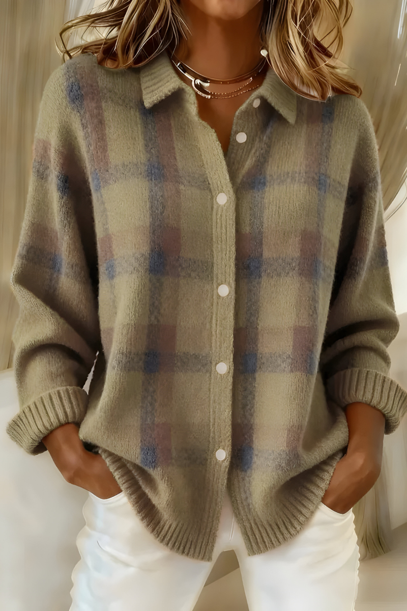 Stella ™ | Retro and Comfortable Checkered Cardigan