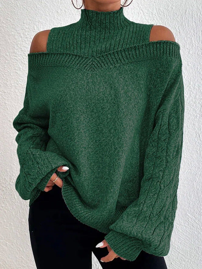 Stella ™ | Neck Cutout Off Shoulder Long Sleeve Loose Sweater