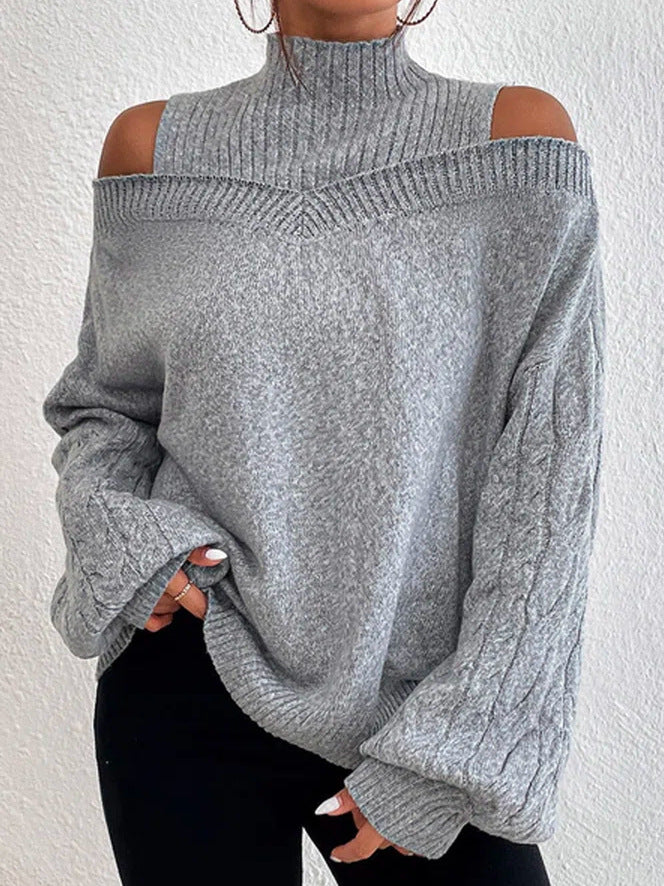 Stella ™ | Neck Cutout Off Shoulder Long Sleeve Loose Sweater