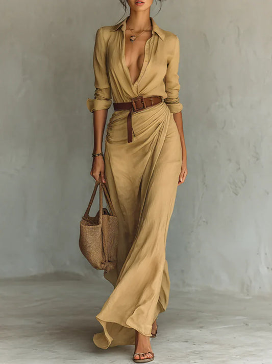 Stella ™ | Long Sleeve Shirt Belted Maxi Dress