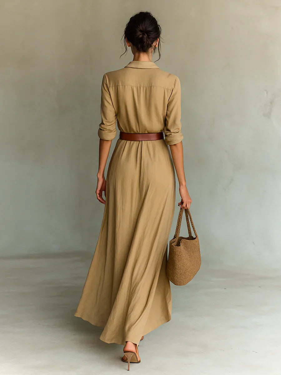 Stella ™ | Long Sleeve Shirt Belted Maxi Dress