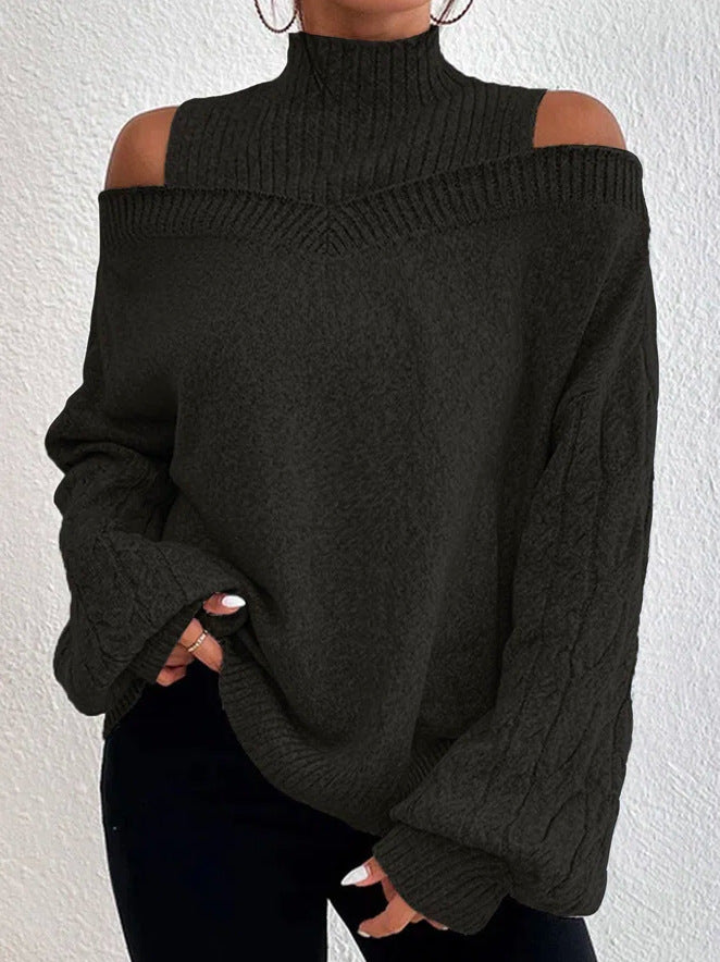 Stella ™ | Neck Cutout Off Shoulder Long Sleeve Loose Sweater