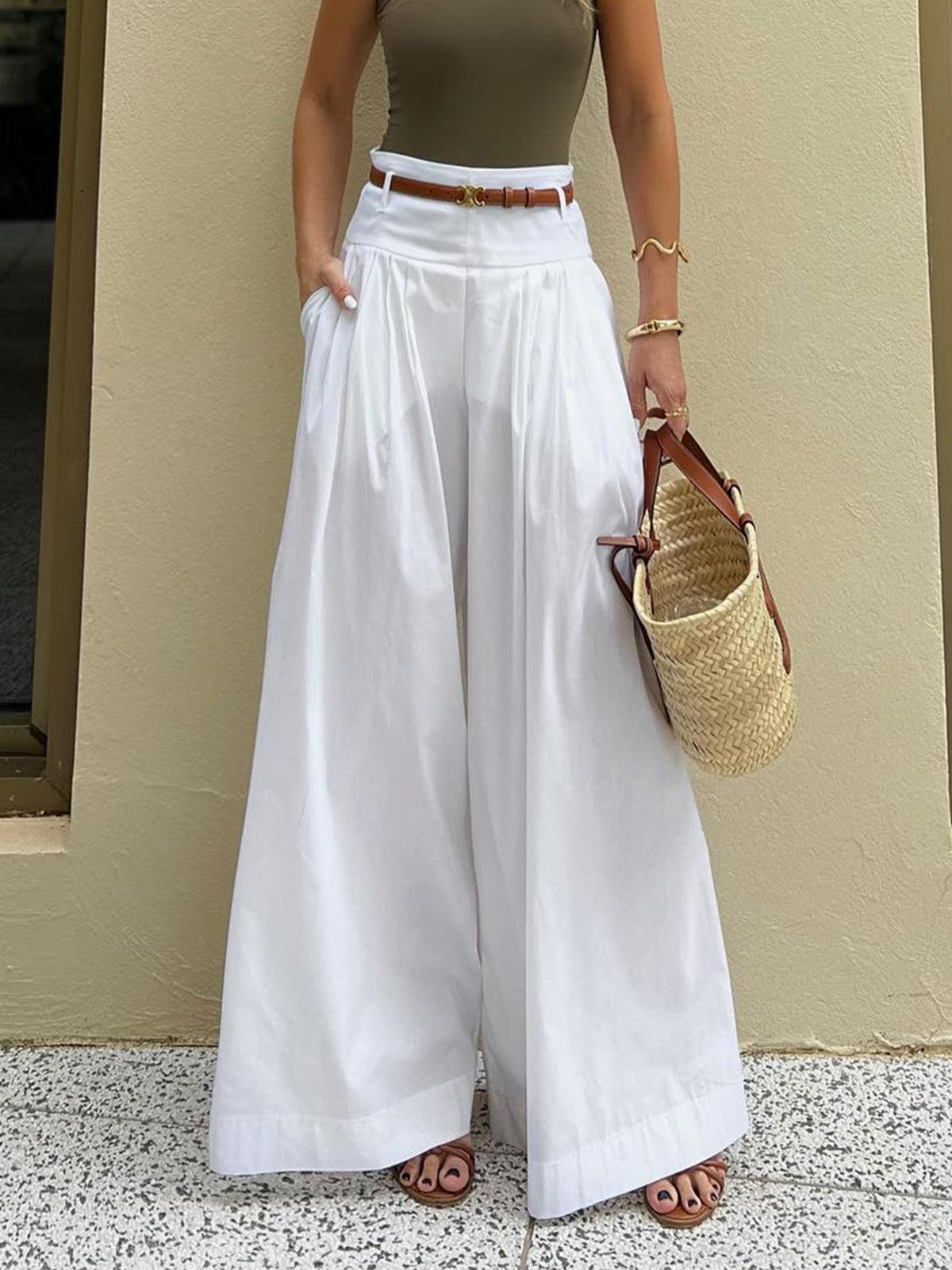 Stella ™ | Cotton Pleated Wide Leg Pants