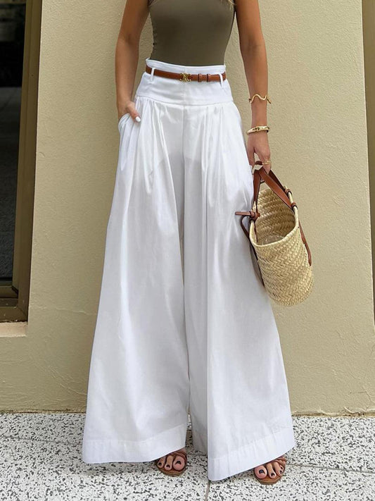 Stella ™ | Cotton Pleated Wide Leg Pants