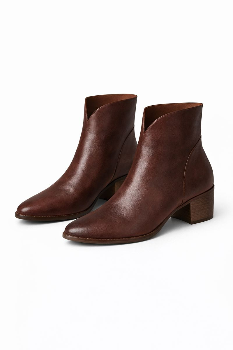 Stella™ | Leather Block Heel Ankle Boots