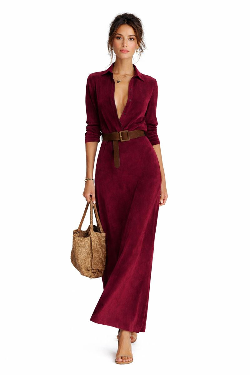 Stella™ | Suede Look Maxi Dress