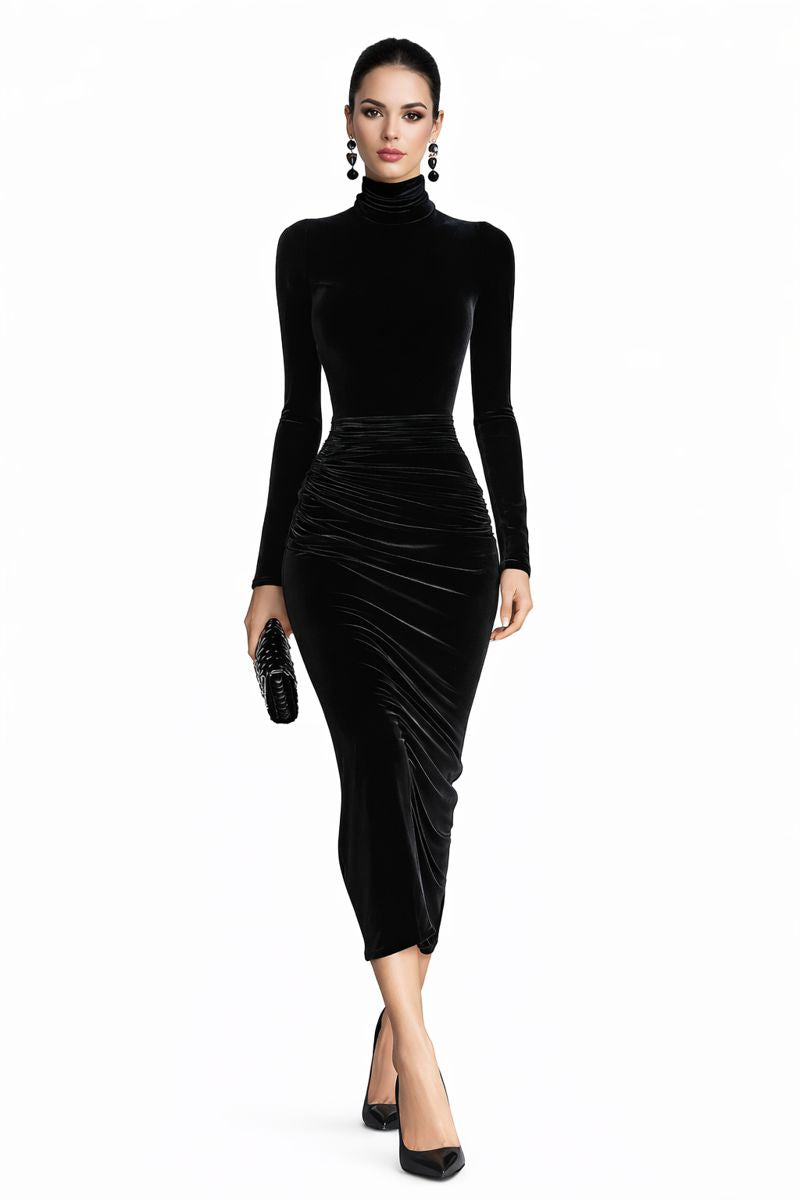Stella™ | Velvet Contour Midi Dress