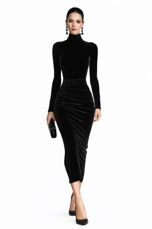 Stella™ | Velvet Contour Midi Dress