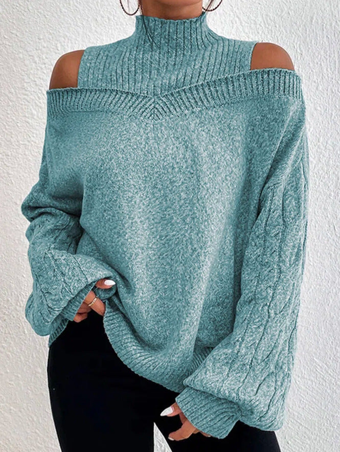 Stella ™ | Neck Cutout Off Shoulder Long Sleeve Loose Sweater