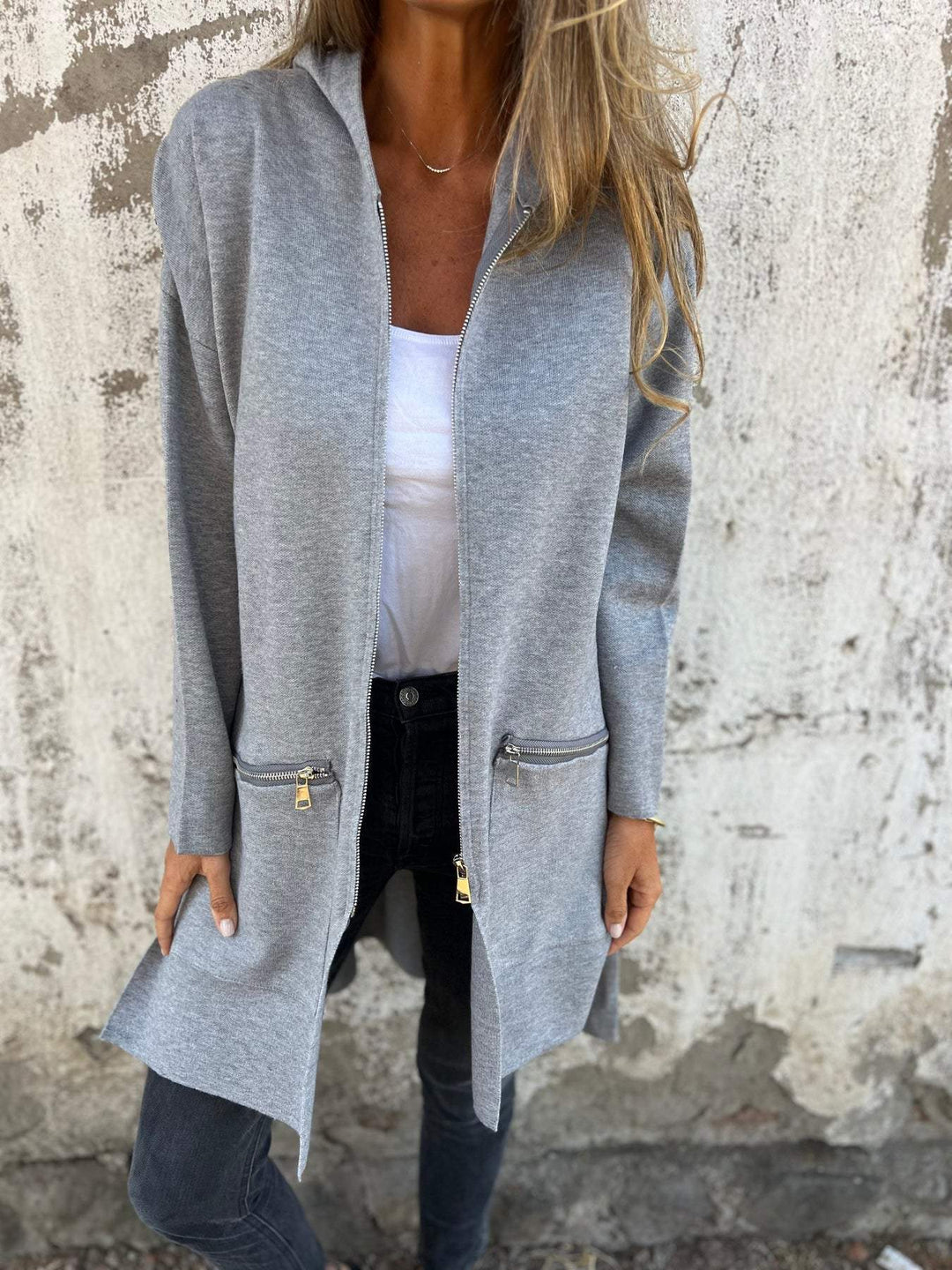 Casual Loose Long Sleeve Zipper Jacket